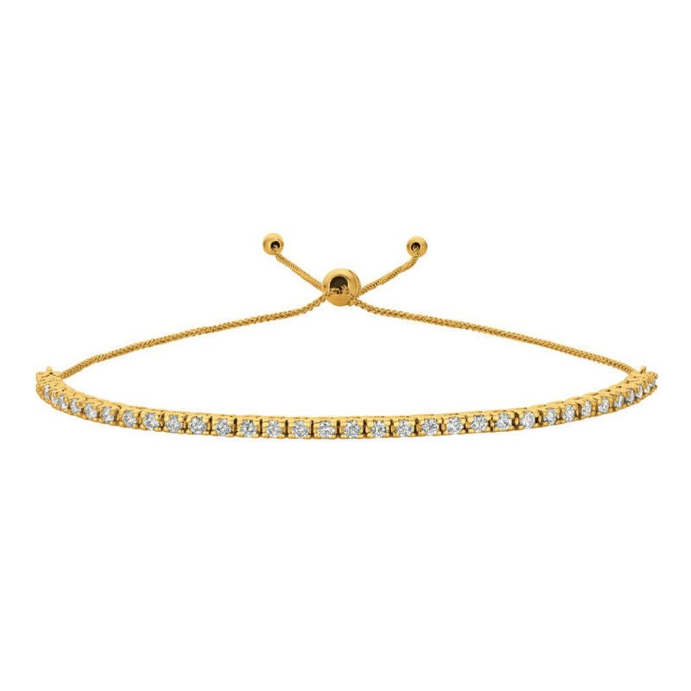 1.00 CT Natural Diamond Bolo Bracelet  14K Gold